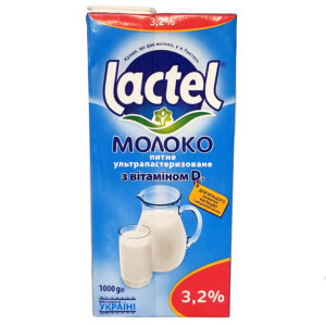 Молоко Lactel ультрапастеризованное с витамином D 3.2% 1000 г