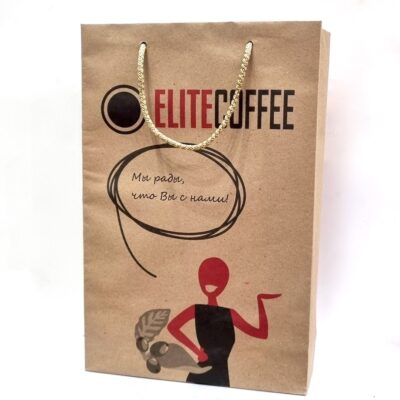Пакет бумажный ELITECOFFEE крафтовый с ручками №3